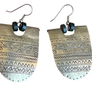 Geometric Dangle Earrings Pierced 1.75” x -.25”